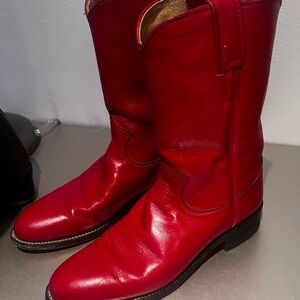 Vintage 1990 Justin boots Red Leather Cowboy Boots women size 6.5